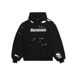 Balenciaga Caps Destroyed Hoodie Black/White